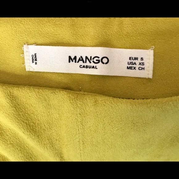 MANGO CASUAL Edgy Neon Yellow Faux Suede Sexy Pants Sz XS. - Picture 3 of 5
